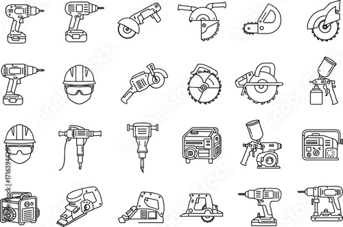  A Vector Set of Drills, Saws, Grinders, and Other