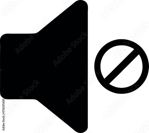 Mute, no sound icon silhouette vector