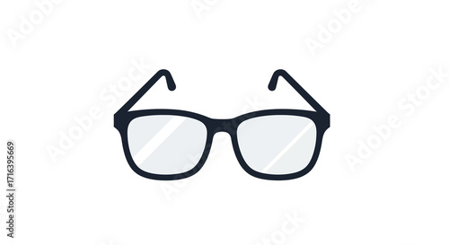 A pair of modern black eyeglasses with clear lenses, presented against a plain white background, symbolizing vision and intellect