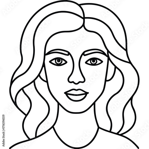 Abstract minimalist line art illustration of a female face with a sophisticated and modern aesthetic