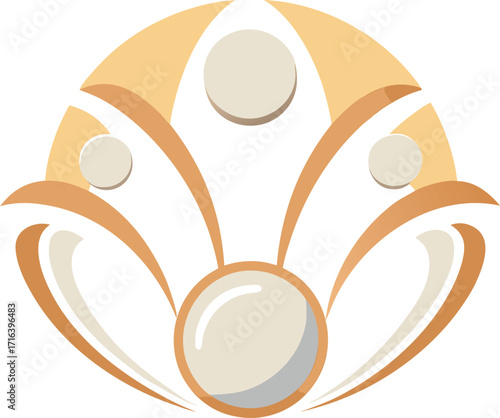 Elegant Pearl Emblem Design Illustrating Unity and Growth
