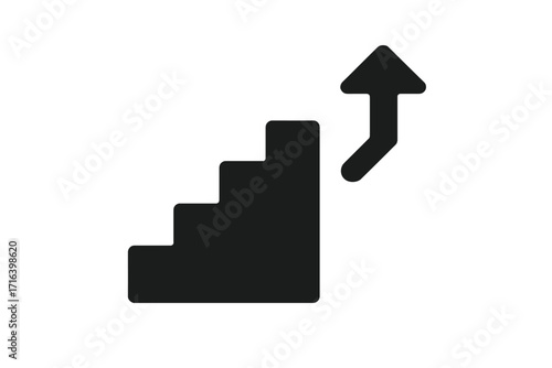 Stairs up icon. Step by step progress. Career ladder growth concept. Business development and success symbol. Promotion and achievement. Personal improvement and ambition.