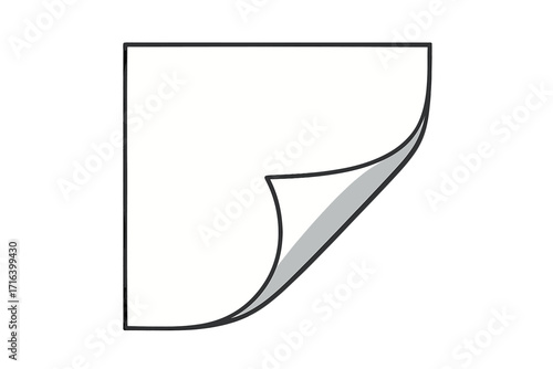 Curled page corner isolated. Paper fold vector icon. Folded sheet edge to reveal content. Blank document or sticker peel effect. Turn page concept. Note paper element.