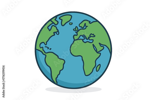 Planet Earth vector cartoon illustration in flat design style. World globe icon for concepts like environment, ecology, nature, travel, global business and conservation.
