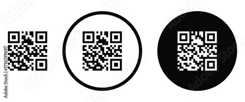 Clean flat vector illustration of a generic QR code icon for apps, payment systems, and digital marketing.