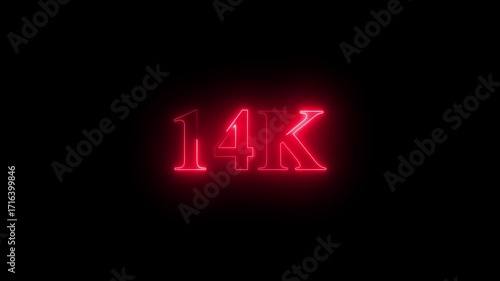 
14k text font with neon effect red color,14k followers, Thank You, social sites post. Thank you followers congratulation. 
