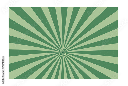 Green retro sunburst background with vintage grunge texture. Abstract radial starburst pattern with rays. Stylish vector illustration for pop art poster or comic book design.