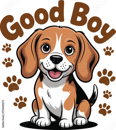 Cute cartoon a illustrator vector Beagle