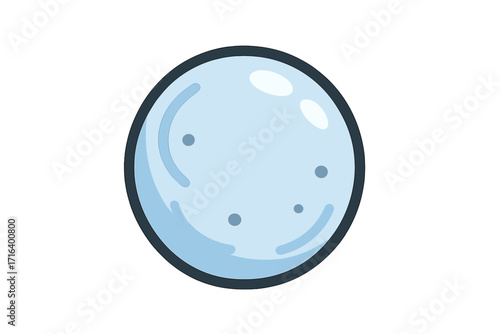 Snowball icon vector, flat style cartoon illustration, winter snow ball with icy blue color, playful snowball graphic, transparent background, simple winter sport element, cold weather symbol