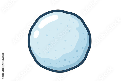 Snowball icon flat symbol, winter soft snow sphere cartoon illustration with shiny highlights and textured surface, transparent background vector graphic for seasonal design