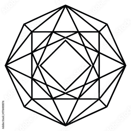 Abstract modern geometric line art illustration with vibrant color elements