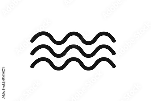 Tsunami icon, wave symbol, linear style vector illustration, ocean waves, water flow, natural disaster concept, sea wave graphic, transparent background, set of wave elements, ocean movement design
