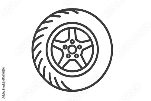 Vector tire wheel icon, car rim illustration with transparent background, linear style automotive symbol, car part design for transport and vehicle concepts