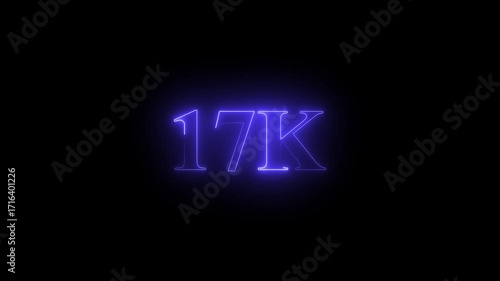 
17k text font with neon effect blue color,17k followers, Thank You, social sites post. Thank you followers congratulation. 