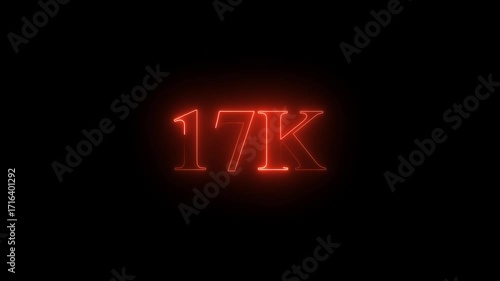 
17k text font with neon effect red color,17k followers, Thank You, social sites post. Thank you followers congratulation. 