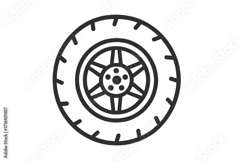 Car wheel tire icon vector, linear style automotive wheel symbol, vehicle tire illustration with rim, auto parts design on transparent background, transport element, garage and mechanic concept