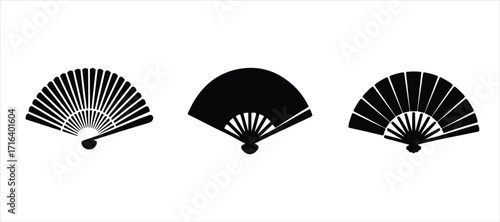 hand fan vector set eps hand drawn illustration on white background, silhouette vector icon set.