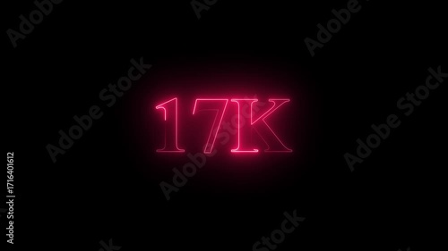 
17k text font with neon effect pink color,17k followers, Thank You, social sites post. Thank you followers congratulation. 