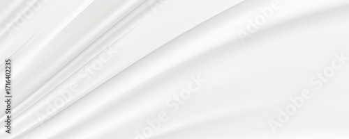 White gray satin texture that is white silver fabric silk panorama background with beautiful soft blur pattern natural.  Eps 10