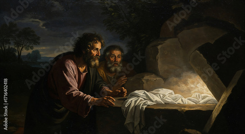 Painting of Peter and John at Jesus's Empty Tomb