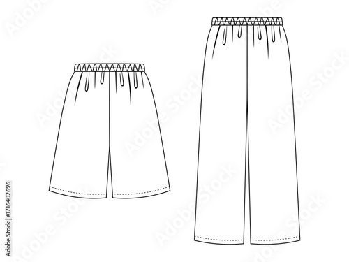 Vector illustration of pants. Fashion flat technical drawing