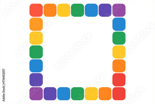 Rainbow border for Pride Month. LGBTQ flag colors frame. Vector background for gay parade & community celebration. Diversity, equality, love symbol. Flat design template.