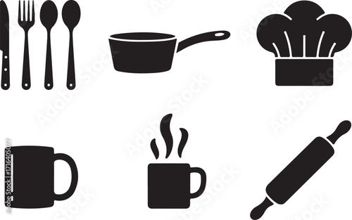 Essential kitchen icons for culinary creativity and food blogs