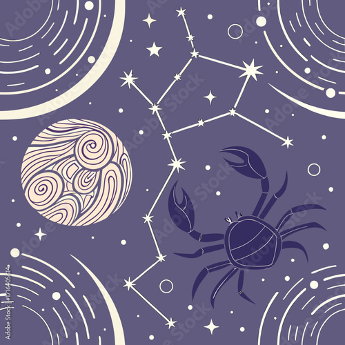 Cosmic wonder vector art celestial bodies stars galaxies constellations zodiac signs