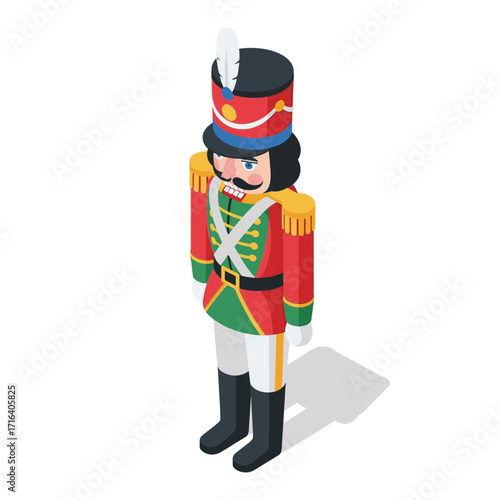 Nutcracker soldier figurine in colorful costume with plume  