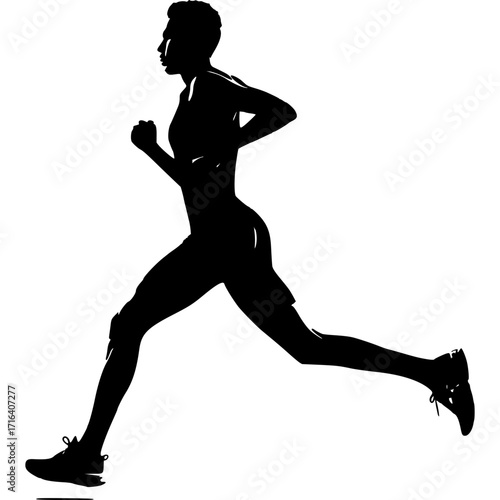 Silhouette of man running marathon runner athlete jogging sport fitness