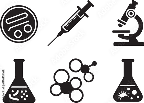 Science lab icons research discovery innovation healthcare