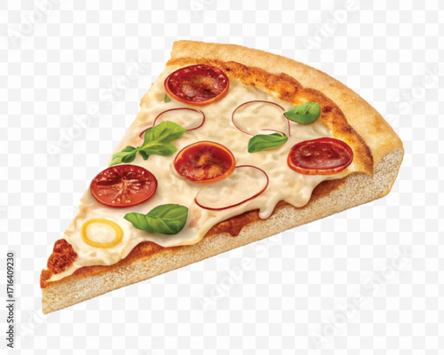 realistic 3d delicious fast food icons (fried chicken,  pizza slice , french fries ) set isolated on transparent background