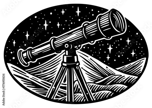 Telescope Silhouette, Astronomy Science SVG, PNG