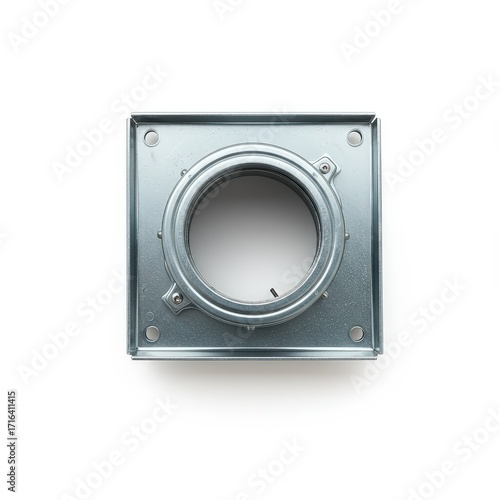 Air duct damper in metallic finish with square frame design  