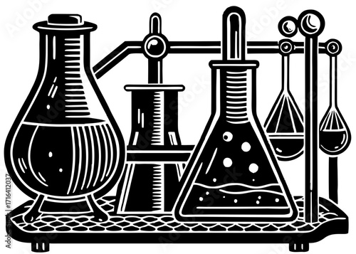 Chemistry Set Silhouette, Laboratory Science SVG, PNG