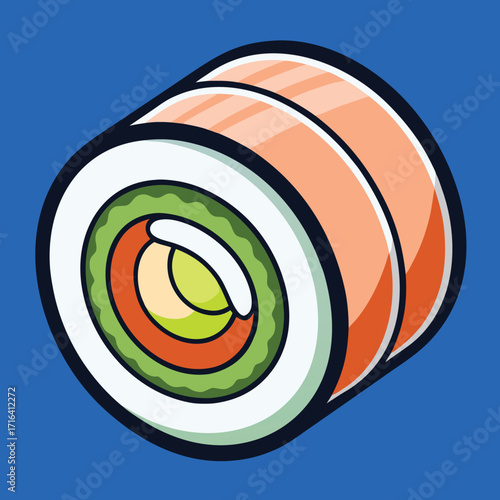 Delicious japanese sushi roll illustration with fresh ingredients and vibrant colors