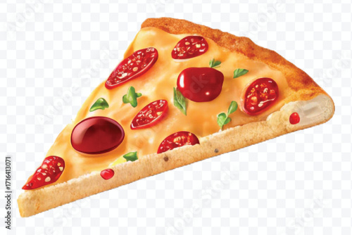 realistic 3d delicious fast food icons (fried chicken,  pizza slice , french fries ) set isolated on transparent background