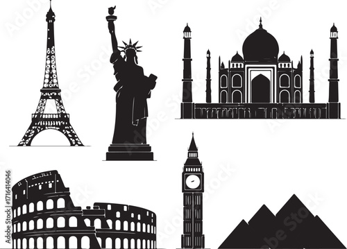 Iconic world landmarks collection for travel inspiration