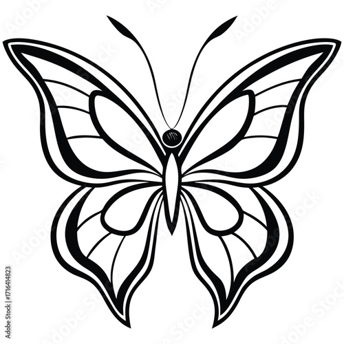 Elegant abstract line art butterfly design with vibrant color possibilities