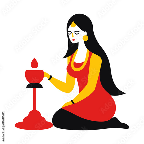 Woman worshipping Shiva ling