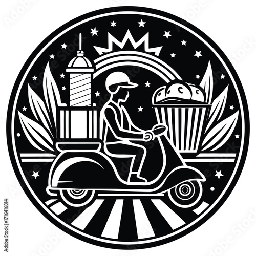 Modern food delivery service illustration with diverse cuisine and happy customers