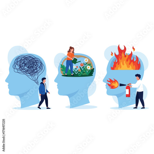 Mental Health Metaphors Representing Anxiety Growth and Burning Out A Visual Depiction of Emotional States Stress Management and Personal Well Being