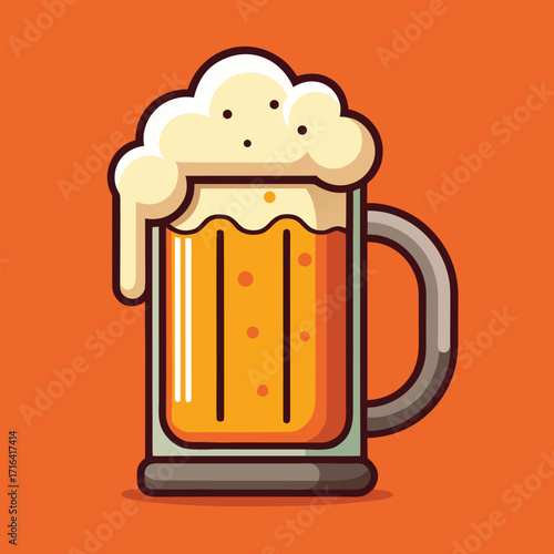 Classic beer mug with frothy head and condensation perfect for bar and pub promotions