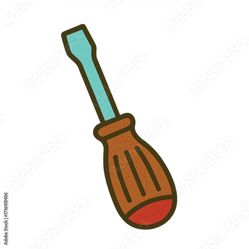 Brown-Handled Flathead Screwdriver Icon