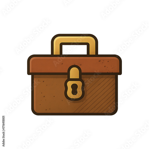 Brown Locked Toolbox Icon