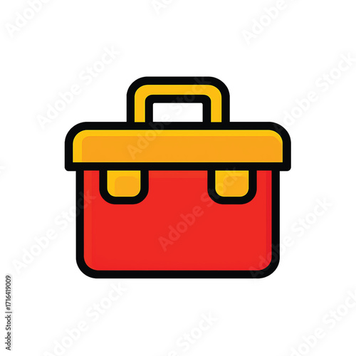  Red Toolbox with Yellow Lid Icon