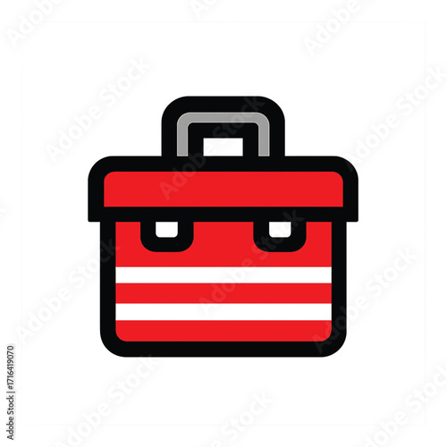  Red Toolbox Icon with White Stripes