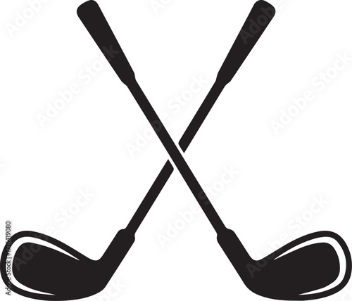Vector art of two golf clubs crossed, representing the sport