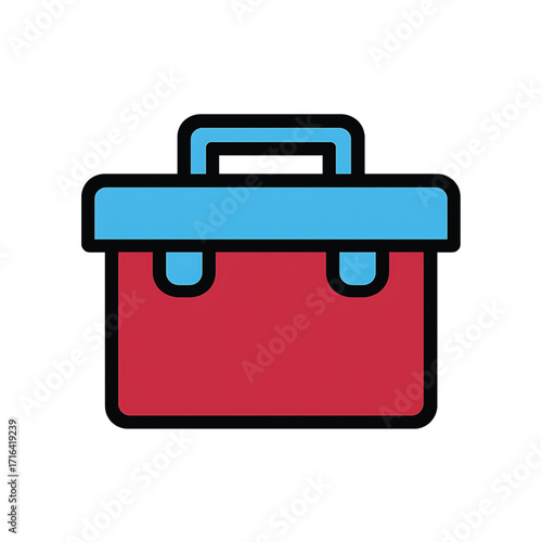 Red Toolbox Icon with Blue Lid