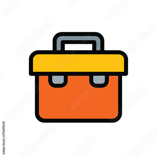 Orange Toolbox Icon with Yellow Lid